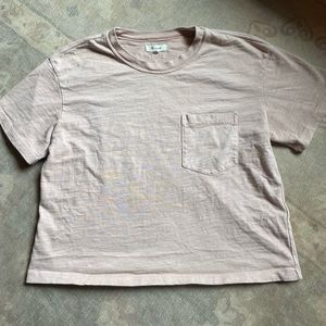 Madwell. Pale pink slightly cropped tee, thick cotton